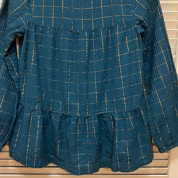 Cat & Jack Gold Metallic Thread Top in Forest Green, Size XL (14-16), EUC - Picture 5 of 15